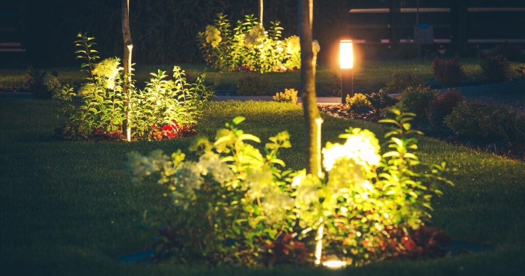 The best landscape lighting involves pathlights, spotlights, and porch lights.