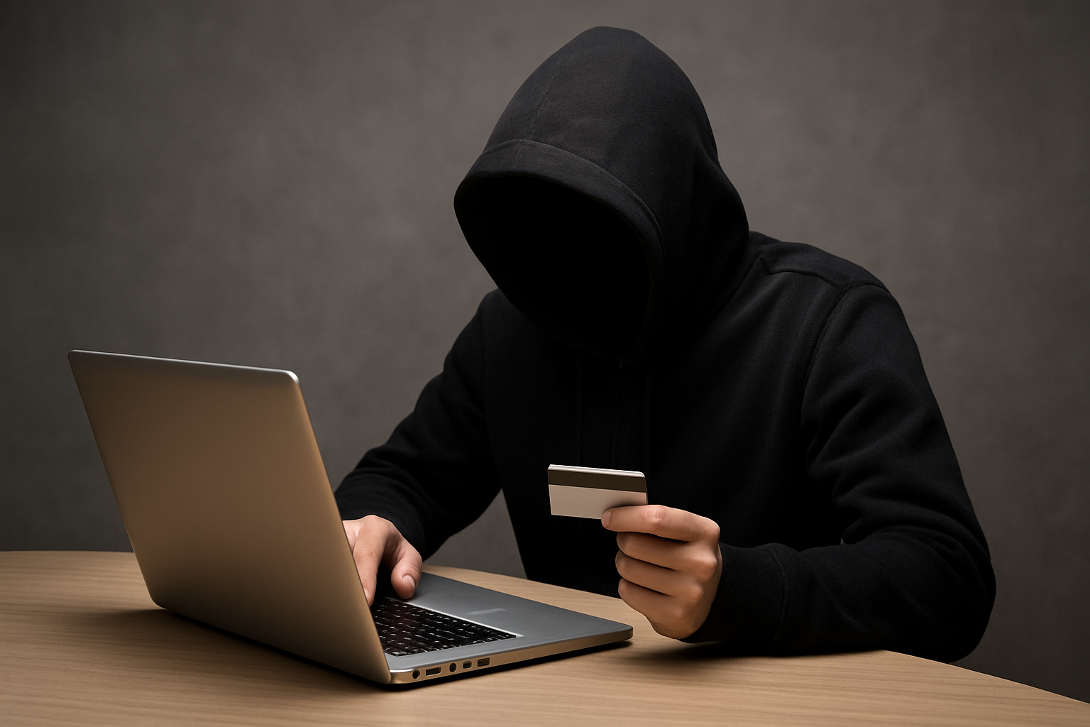 Individual with a hidden face demonstrating fraudulent behavior