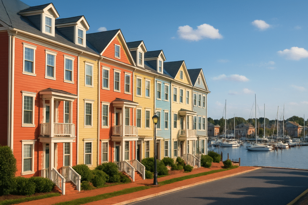 Canton rowhomes along Baltimore waterfront highlighting neighborhood growth